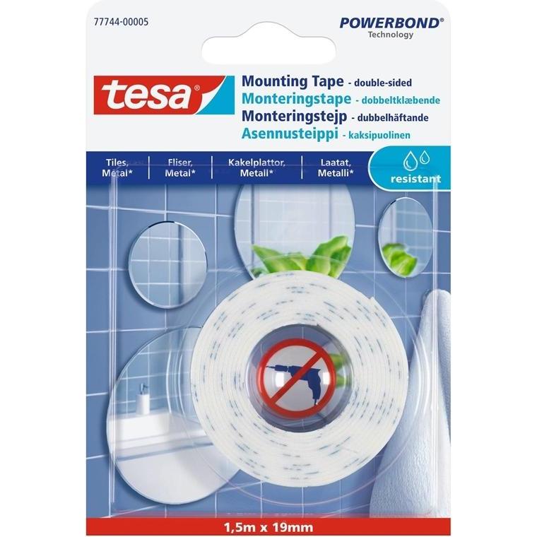 tesa, Nastro adesivo, NASTRO BIADESIVO 1,5MX19MM PER SPECCHI (19 mm)
