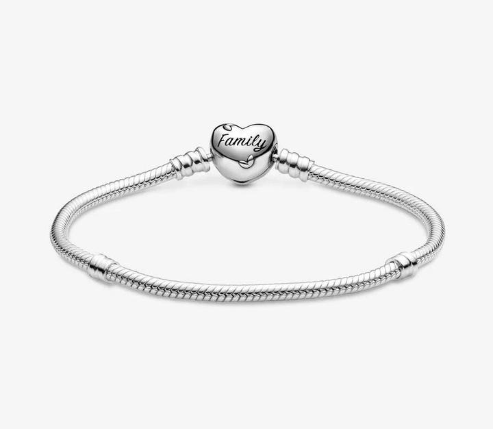 Actual product image Pandora Snake Chain Heart Clasp Bracelet (1.90 cm, Silver 925, Enamel)