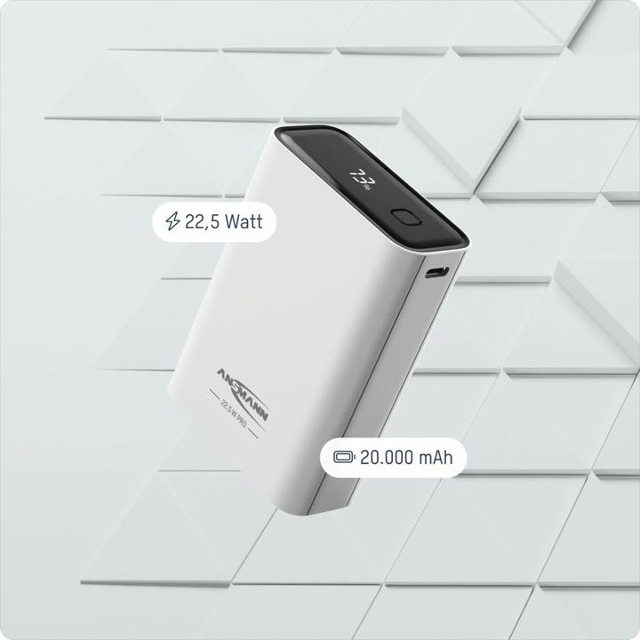 Image du produit Ansmann Banque d'alimentation 20000 mAh PB222PD blanc (20000 mAh, 22.50 W, 88 Wh)
