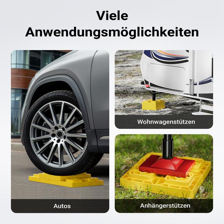 Produktbild Wiltec Unterlegplatten Wohnwagen 10x Stützplatten 13,5t Auffahrkeile Stufenkeile