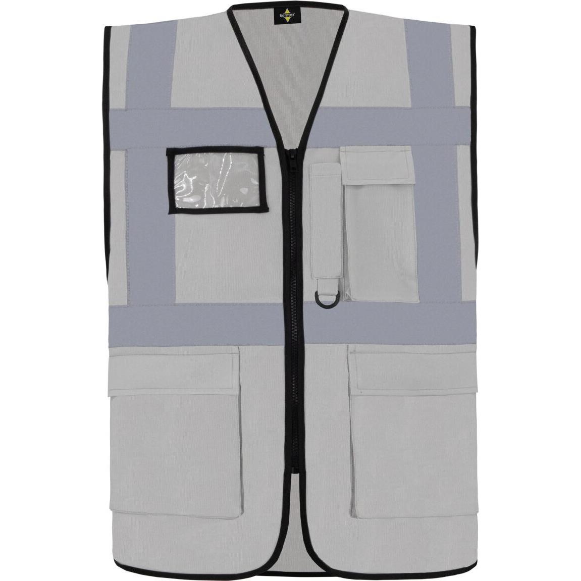 Korntex, Warnweste + Warnshirt, Warnweste Multifunktional Hamburg Aschgrau mit 360° Sicherheit XXL EN ISO 17353  KXCMF (...