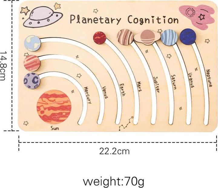 Image du produit Activity Board Jouet pour bébé Système solaire en bois Tableau cognitif Cosmique Jouet d'apprentissage de
