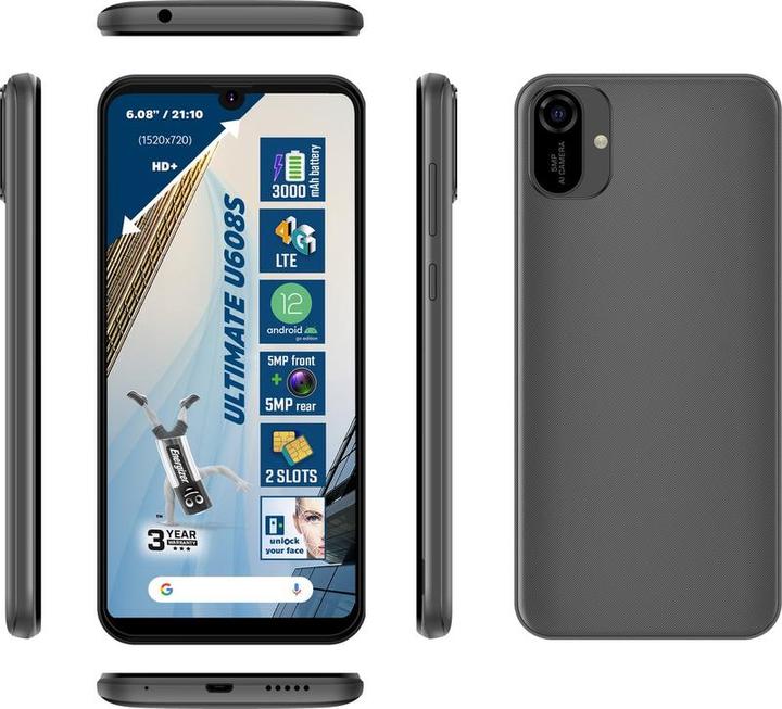 Produktbild Energizer U608S 4G BLACK (32 GB, Schwarz, 6.08", Dual SIM, 5 Mpx, 4G)