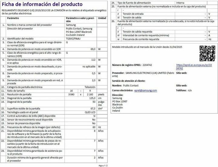 Produktbild Samsung TQ50Q7FAAU (50", QLED, 4K, 2025)
