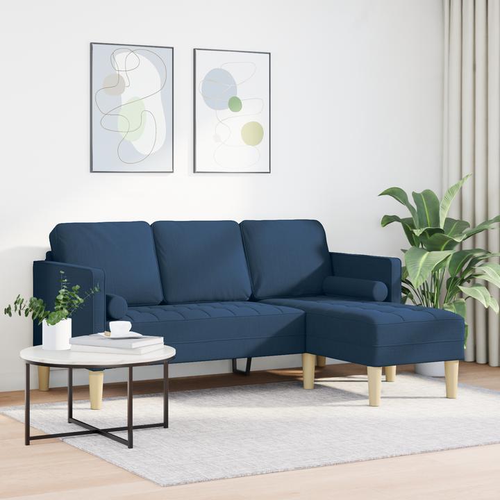 Produktbild vidaXL Sofa 3-Sitzer L-Form Blau 160 cm Stoff (3-Sitzer, Ecksofa)