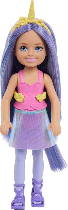 Actual product image Barbie Chelsea Unicorn Small Doll with Purple Hair, Removable Tail, Shoes & Hair Accessory, 6-inch