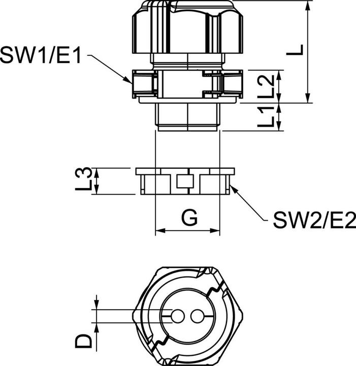 Actual product image OBO Bettermann Cable gland, divisible V-TEC TB20 2x4