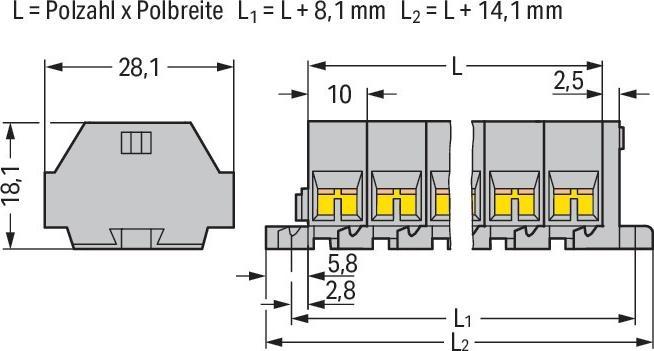Image du produit Wago Technique de contact Borne 4-L. 261-203