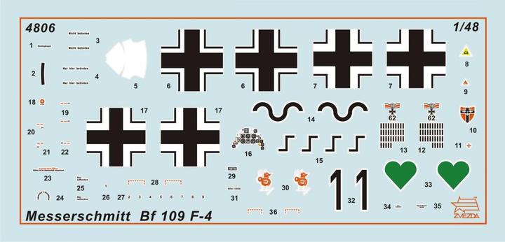 Zvezda 1:48 WWII Messerschmitt Bf-109 F4