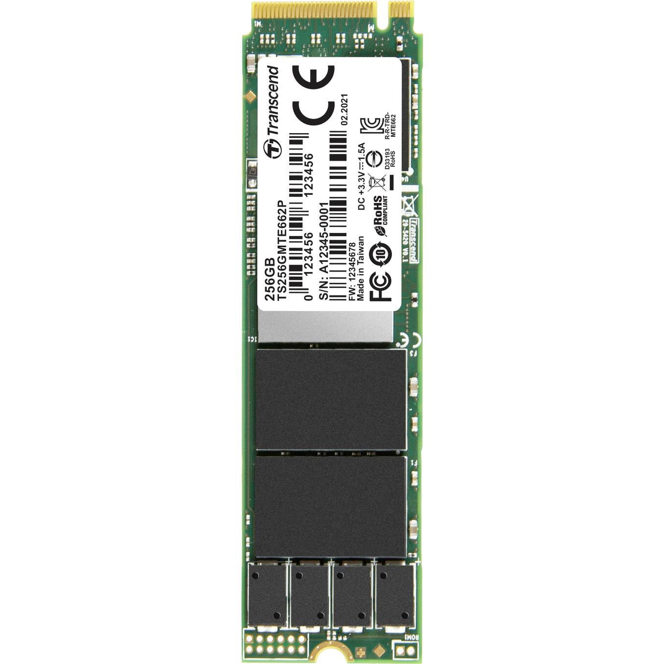 Transcend MTE662P 256GB Interne M.2 PCIe NVMe SSD 2280 PCIe NVMe 3.0 x4 Retail TS256GMTE662P (256 GB, M.2 2280), SSD