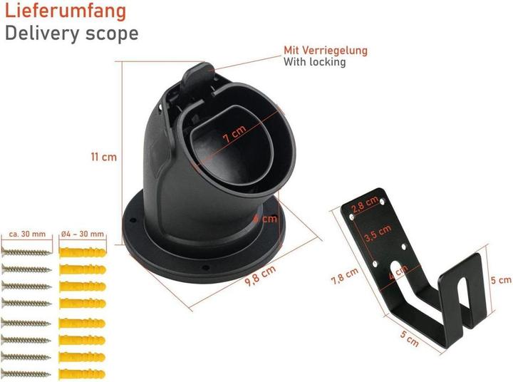 Actual product image Kabelmeister Wall bracket and cable bracket for type 2 charging cables for electric and hybrid vehicles
