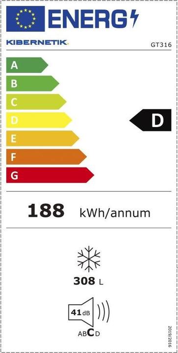 Label énergétique Kibernetik Gefriertruhe 316L (Autonome, 308 l)