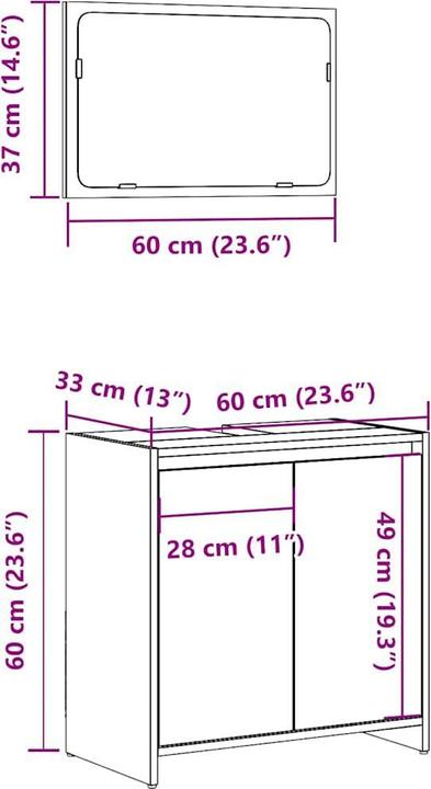 Actual product image vidaXL 2-tlg. Badmöbel-Set Artisan-Eiche Holzwerkstoff