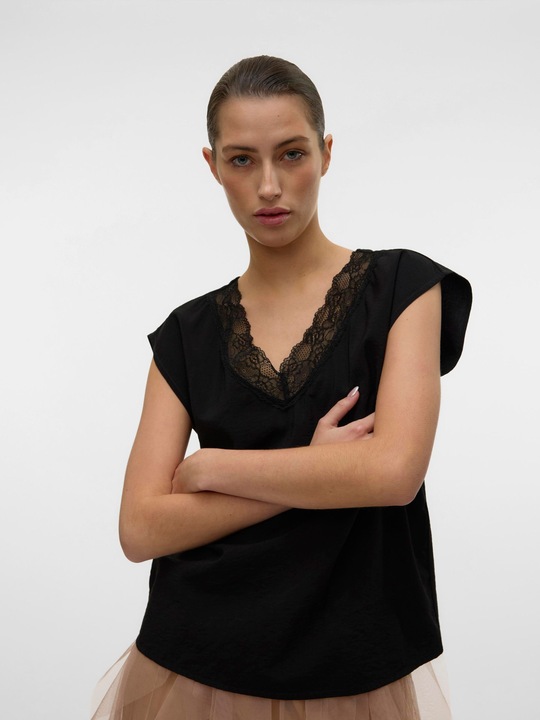 Image du produit Vero Moda Vmsafa Sl V-Neck Lace Top Wvn Ga Noos (L)