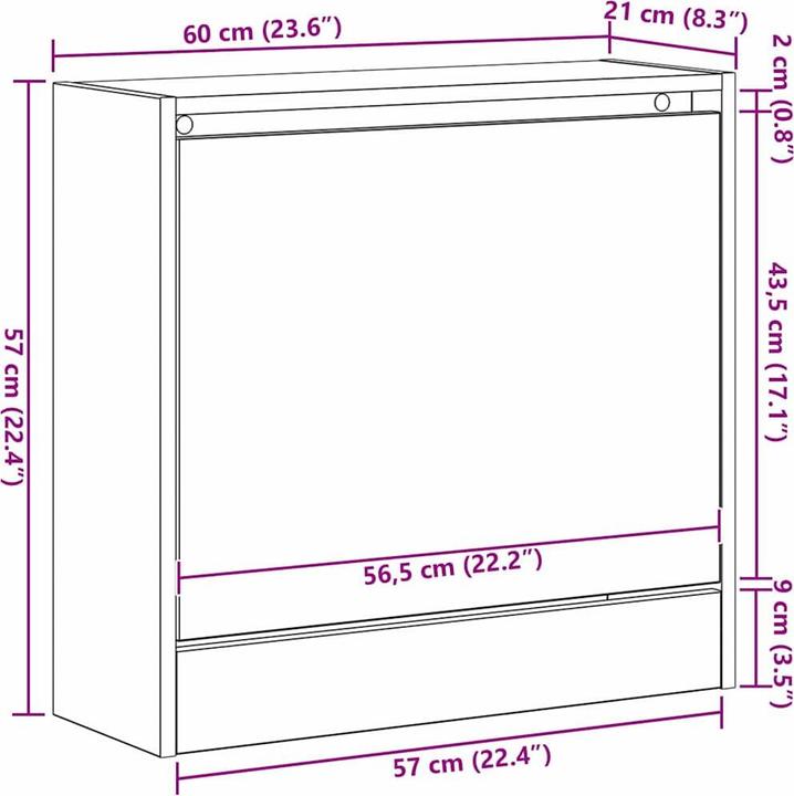Produktbild vidaXL Schuhregal (60 x 21 x 57 cm)