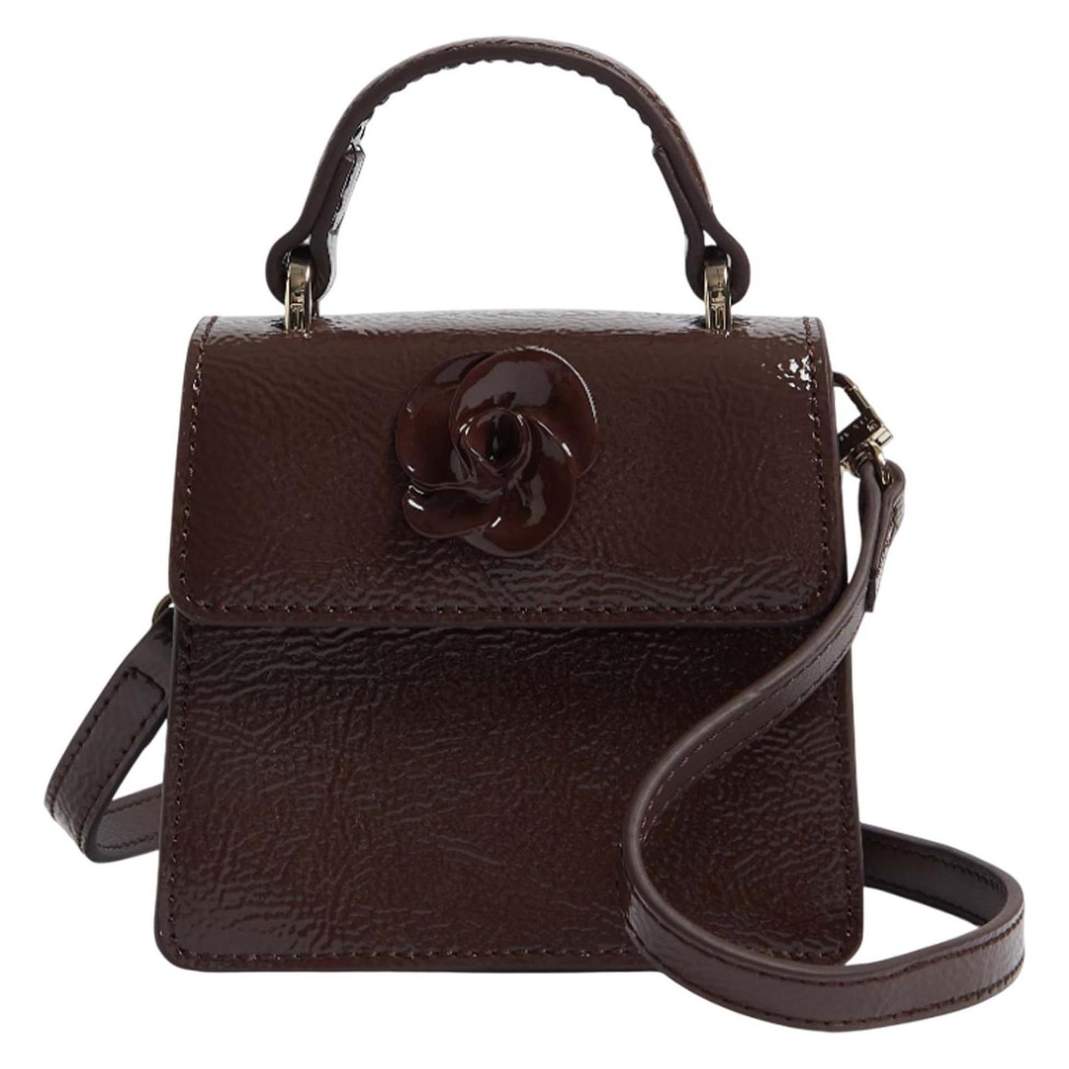 Ted Baker, Damen, Handtasche, Rouset Rose Detail Mini Leather Bag, Braun
