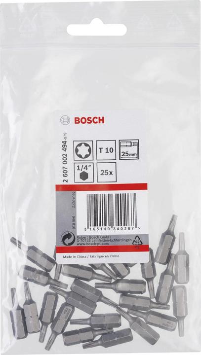 Produktbild Bosch Professional Zubehör Schrauberbit Extra-Hart T10, 25 mm, 25er-Pack (Innensechsrund TX)