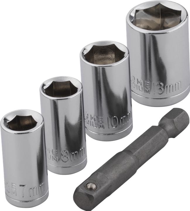 Produktbild wolfcraft 1 Steckschlüssel-Set 5-tlg. SW 7,8,10,13 (10 mm, 13 mm, 7 mm, 8 mm)
