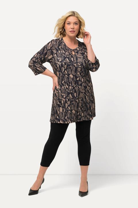 Actual product image Ulla Popken Matte Jersey Keyhole Graphic Print Swing Tunic (68)