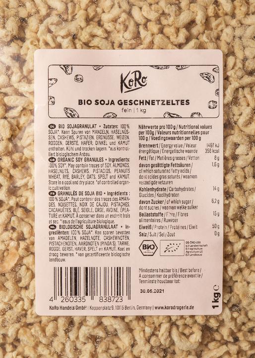 Nährwerte und Zutaten KoRo Bio Sojagranulat (1000 g)