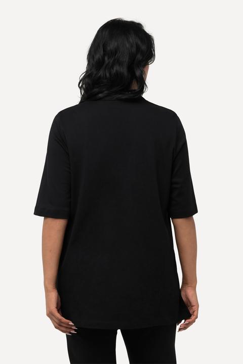 Immagine prodotto Ulla Popken T-shirt dal taglio svasato in cotone Pima con scollo montante e mezze maniche (58)