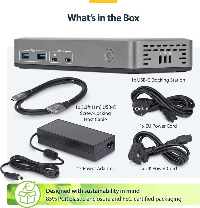 Produktbild StarTech 3X MONITOR USB-C DOCK 100W PD (USB-C, 7 Ports)
