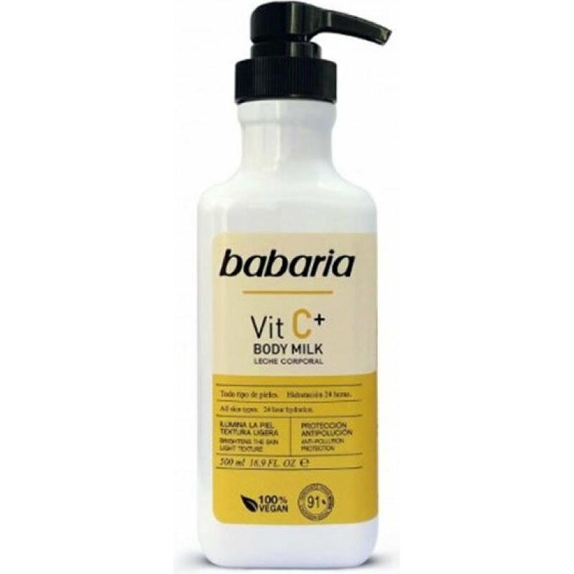 Babaria, Bodylotion, VITAMIN C+ body milk 100% vegan 500 ml (Körpermilch, 500 ml)