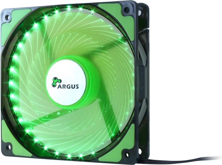 Actual product image Intertech L12025 - 120mm fan - green 1200rpm 33 LED spiral effect rubberized pads fluid sleeve bearing... (120 mm, 1x)