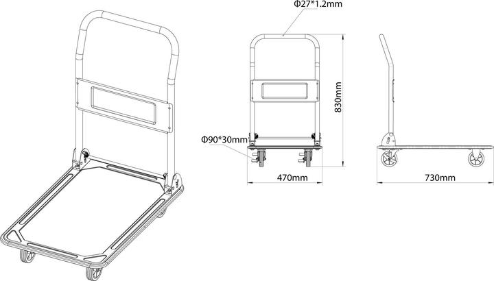 Produktbild Toolcraft Plattformwagen, klappbar Traglast: 150 kg (150 kg)