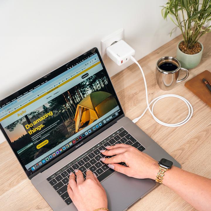 Image du produit Aqiila Cablebird CS12 - Câble USB-C vers USB-C en silicone, 60W (2m) - Blanc (2 m, USB 2.0, 60 W)