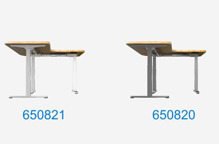 Actual product image equip ERGO electric sit-stand table frame in L-shape, triple motor
