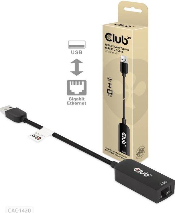 Actual product image Club 3D USB 3.2 Gen1 Type A on RJ45 (USB)