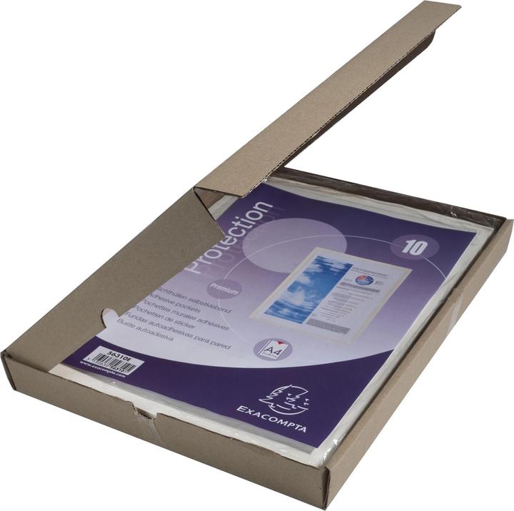 Image du produit Exacompta Sachet de 10 pochettes adhésives PVC lisse 14/100e - A4 - Cristal (A4, 10x)