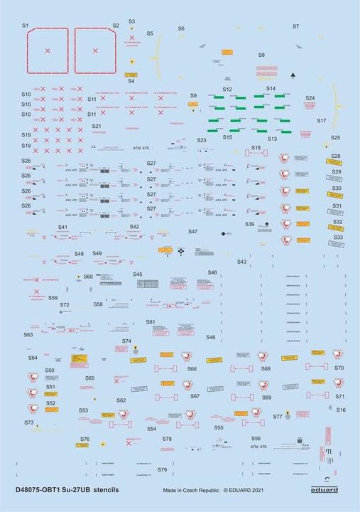Actual product image Eduard Su-27UB stencils 1/48 for ACADEMY/KITTY HAWK/GWH
