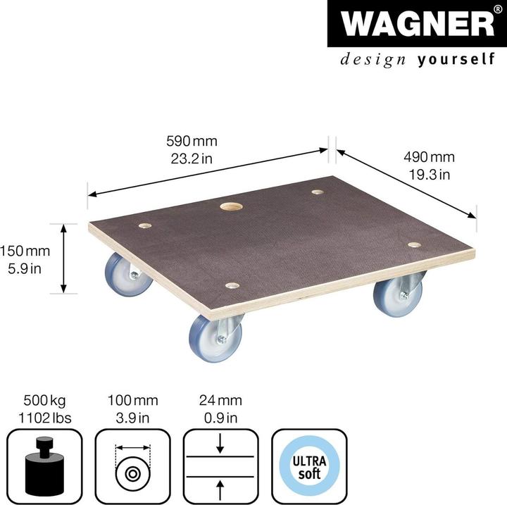 Produktbild Wagner System Transportroller aus Filmsiebdruckplatte (500 kg)