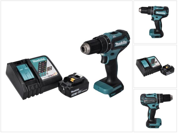 Produktbild Makita DHP 485 RT1 Akku Schlagbohrschrauber 18 V 50 Nm Brushless + 1x Akku 5,0 Ah + Ladegerät
