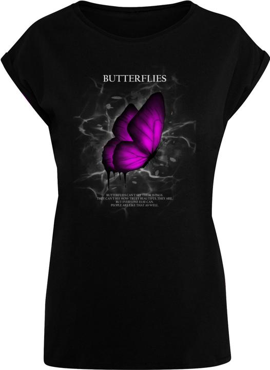 Produktbild Merchcode Ladies Butterflies Extended Shoulder Tee - 112637 (S)