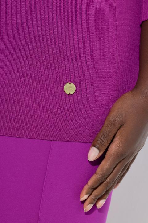 Produktbild Ulla Popken Pullover, Feinrippstrick, V-Ausschnitt, 3/4-Volantärmel (54)