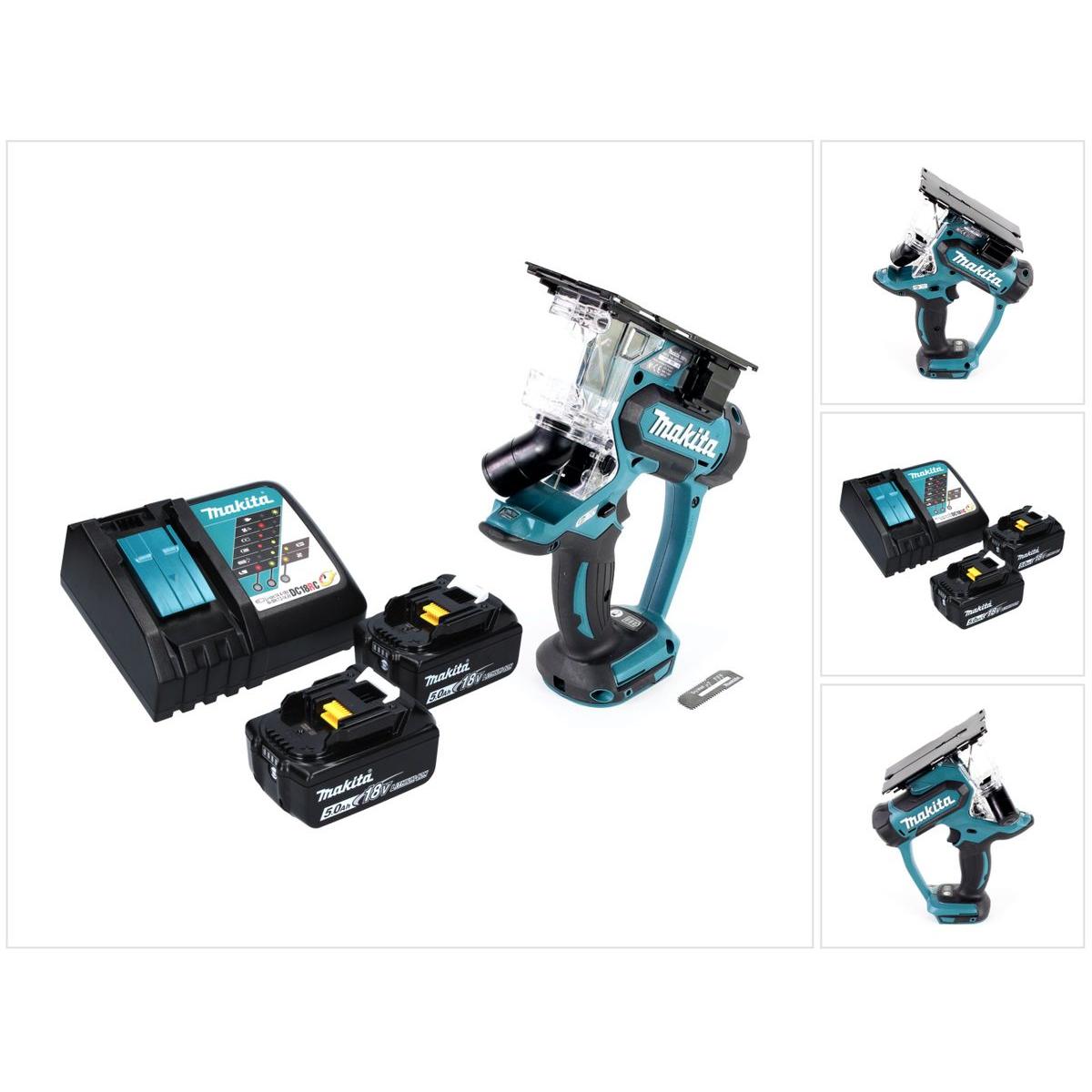 Makita, Stichsäge, DSD 180 RT Akku Gipskartonsäge 18 V + 2x Akku 5,0 Ah + Ladegerät