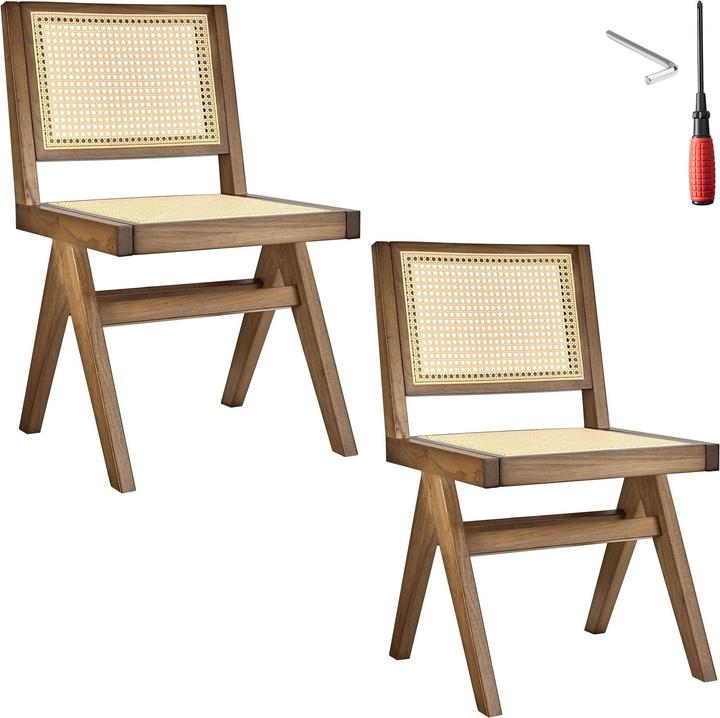 Produktbild tectake Holzstuhl Lissy mit Wiener Geflecht, Belastbarkeit 120 kg