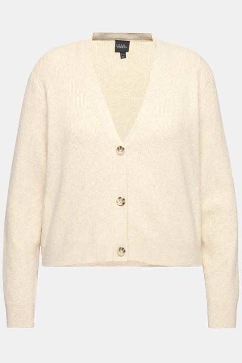 Produktbild Ulla Popken Strickjacke, Knopfleiste, V-Ausschnitt, Langarm (60)