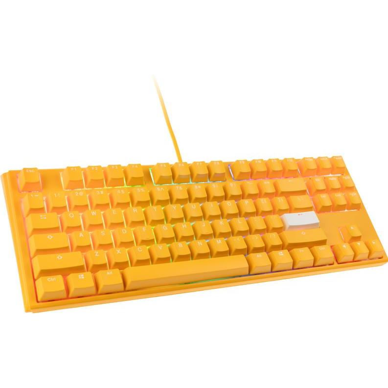 Ducky One 3 Yellow TKL Gaming Tastatur, RGB LED - MX-Clear (US) (US, Kabelgebunden), Tastatur, Gelb