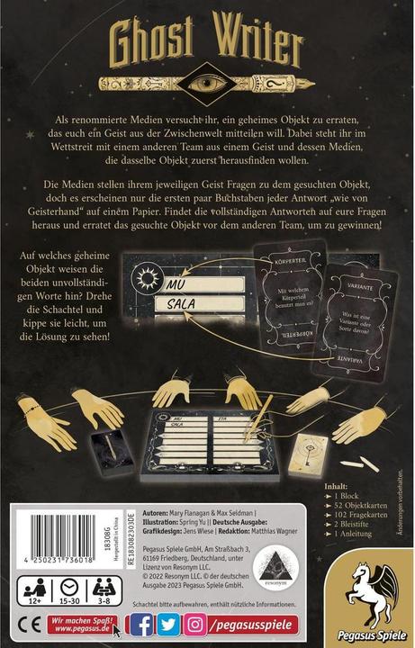 Image du produit Pegasus Ghost Writer, jeu de société, pour 3-8 joueurs, à partir de 12 ans, édition FR (Allemand, 3 - 8 Joueur)