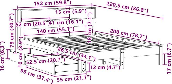 Image du produit vidaXL Bettgestell (140 x 200 cm)