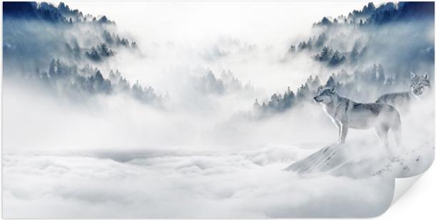 Actual product image Trenddeko Wolves in the snow - Panorama (50 x 100 cm)