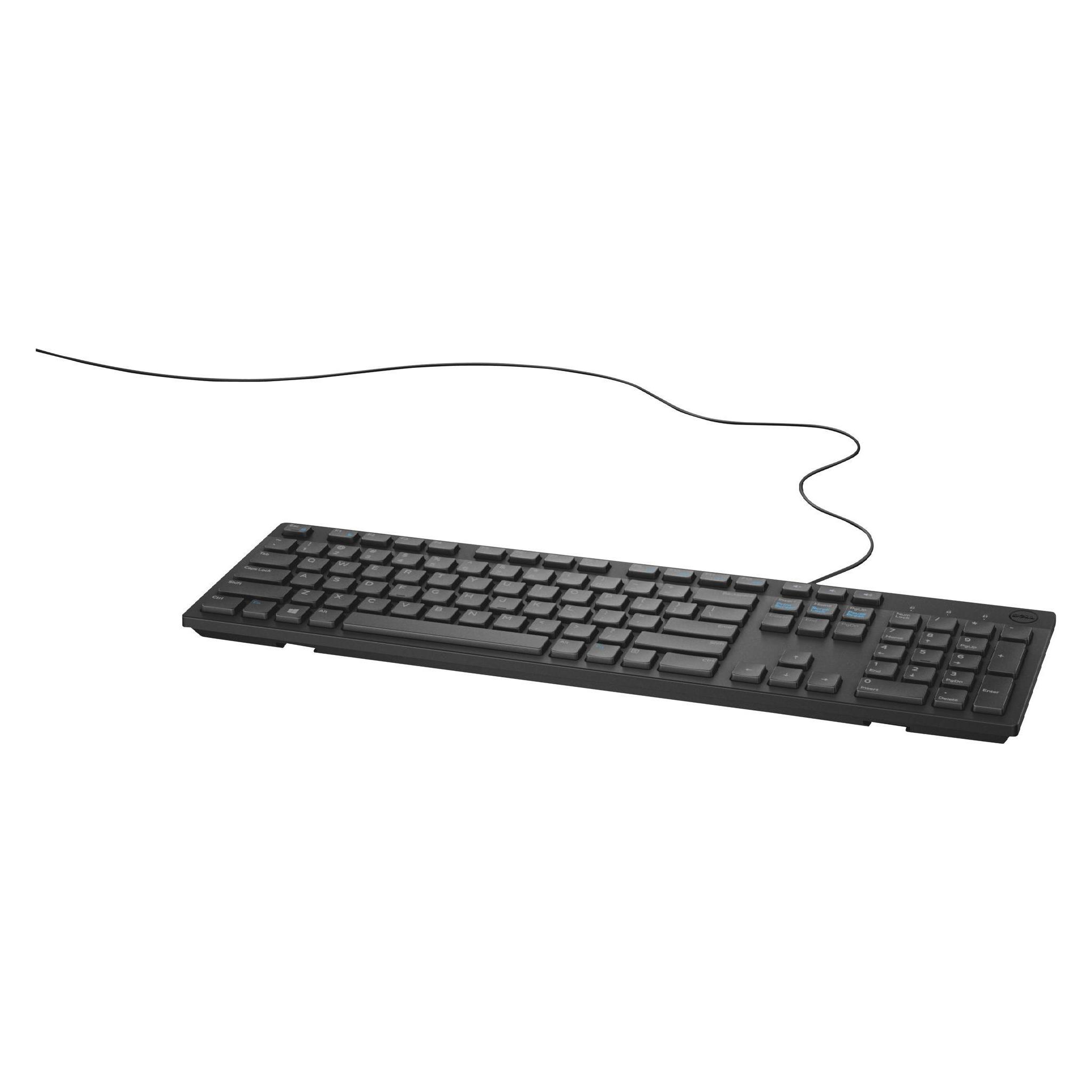 Dell keyboard USB QWERTY Standard (Eng. Int., Kabelgebunden), Tastatur, Schwarz