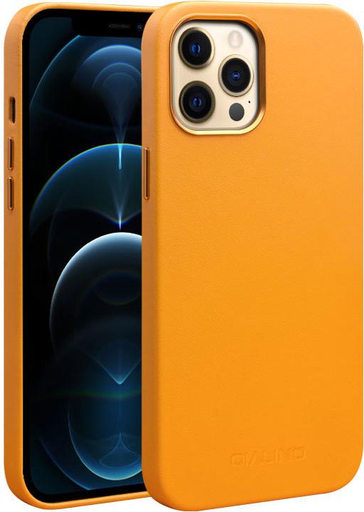 Image du produit QiAlino Coque cuir véritable (compatible MagSafe) Orange (Apple iPhone 12 Pro Max)