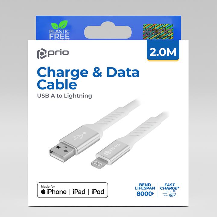 Actual product image prio Charge & Sync USB A to Lightning Cable Mfi certified 2m white (2 m)