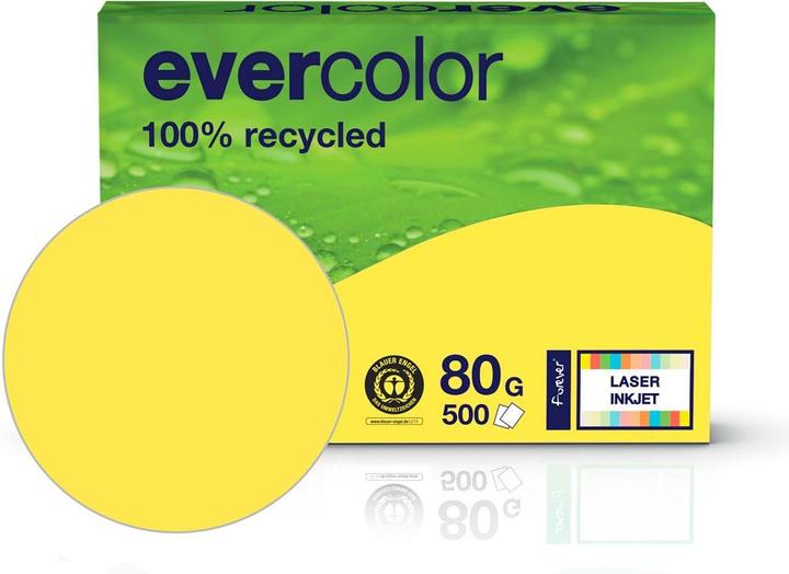 Produktbild Clairefontaine Recyclingpapier Evercolor gelb DIN A4 80 g/qm 500 Blatt (80 g/m², 500 x, A4)