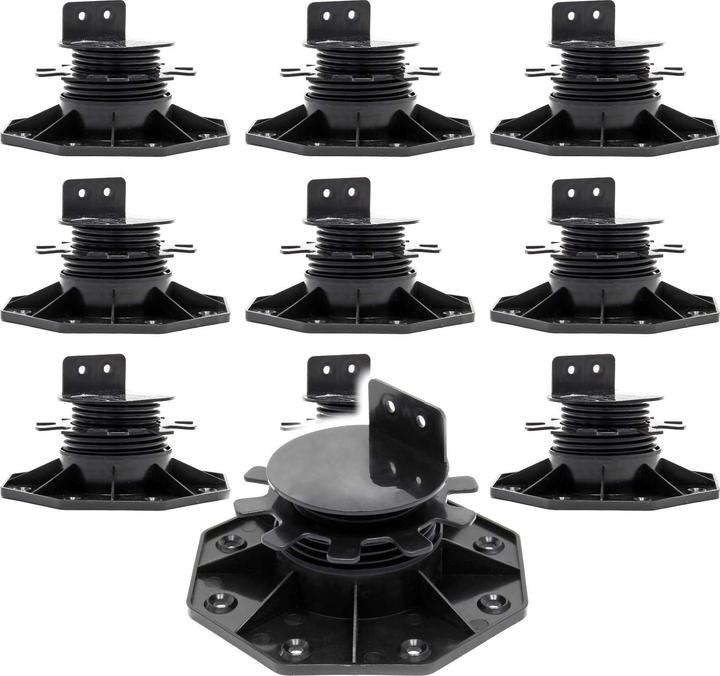 Image du produit XPOtool Plots de terrasse Set 10x Charge 2700kg Pieds réglages Hauteur 33-64mm Lames Dalles Piscine (10 x)
